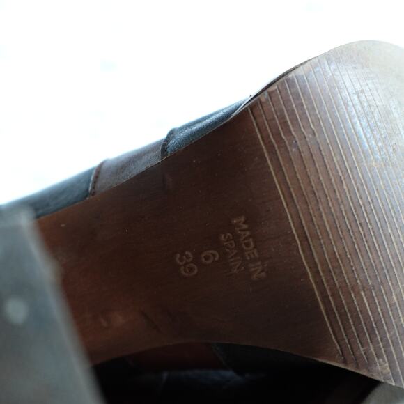 Red Or Dead Brown Tall Knee High Heeled Brown Leather Boots 39 Cobbled Together - Picture 16 of 16